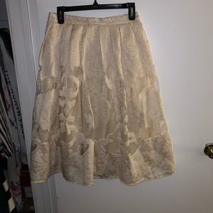 Cream Dressy Midi Skirt
